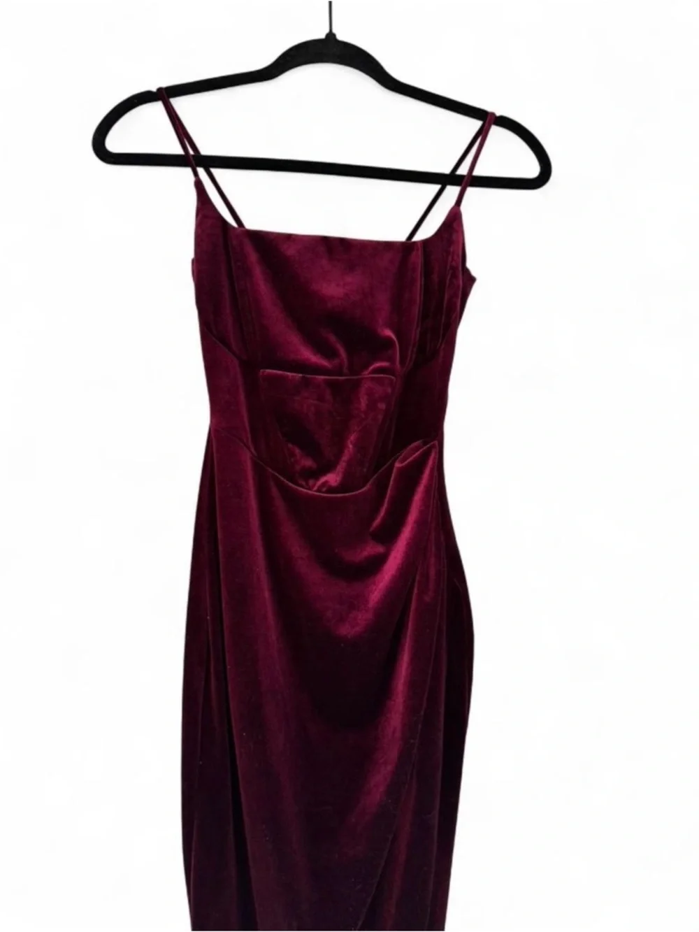 VINTAGE Velvet Midi Dress in Burgundy - Picture 4 of 8